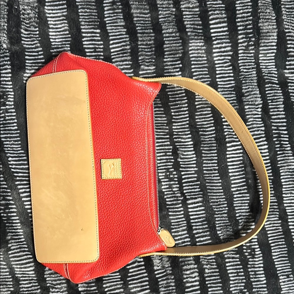 Dooney & Bourke Red and Tan Classic Shoulder Bag